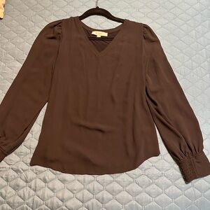 LOFT Size M Mixed Media Blouse Black